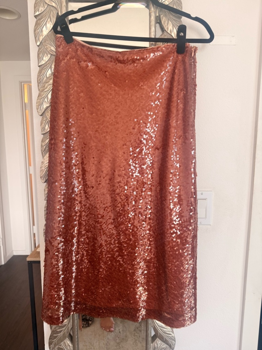 A.L.C. Copper Sequin Midi Skirt